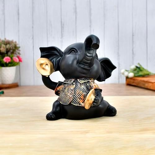 Handmade Resin Elephant Musical Instrument Sculpture for Home Decor