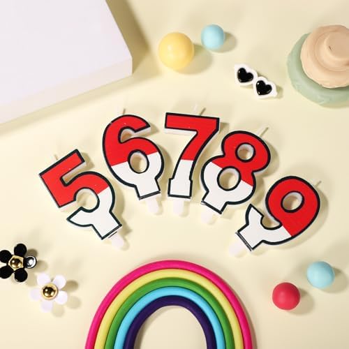 XIHIRCD Cartoon Red White Number 7 Birthday Candle