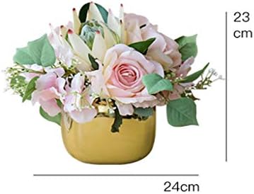 Artificial Flowers with Eucalyptus Berries Silk Rose Bouquet