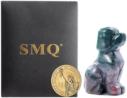 SMQ Ocean Jasper Crystal Dog Statue 2 Healing Figurine