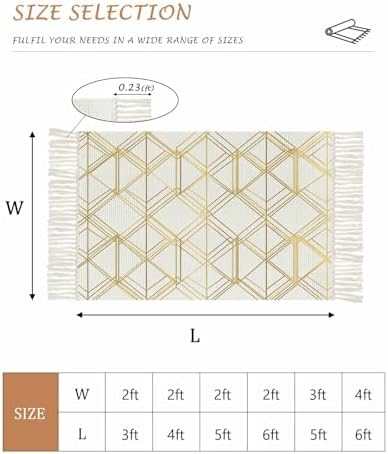 SEVENBAbu Golden Geometric Area Rug 4x6