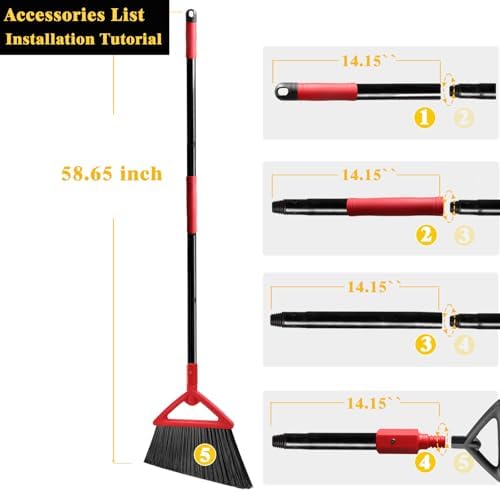 Heavy Duty Commercial Angle Broom with Red Handle