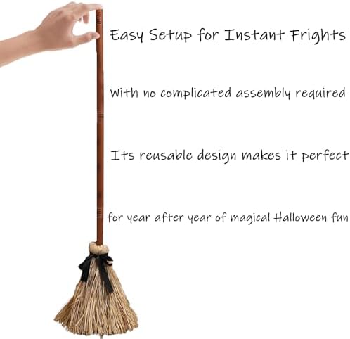 Animated Halloween Broom with LED Lights