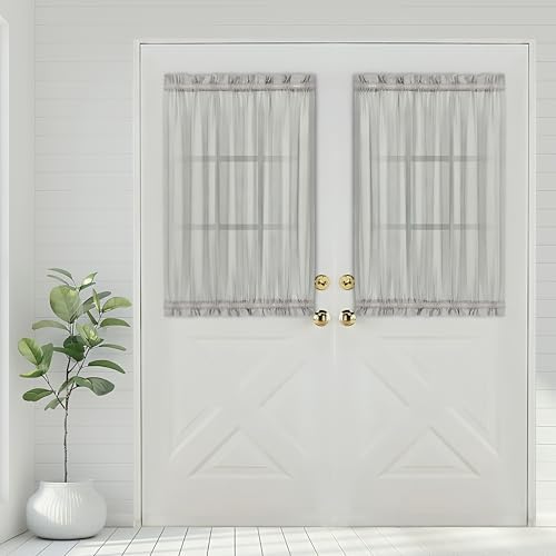 Aquazolax Kitchen Door Curtains Set of 2 Grey 25x40 Inches
