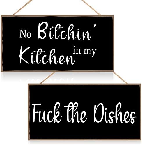 Jetec 2 Pieces Funny Kitchen Wall Signs