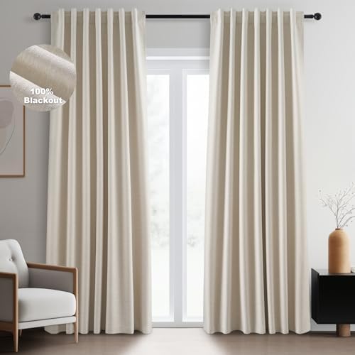 Topfinel Beige Thermal Blackout Curtains 2 Panels