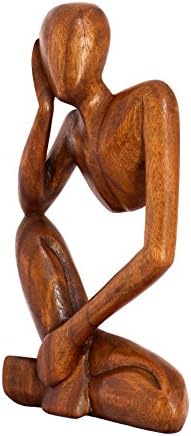 G6 Collection 12 Hand Carved Wooden Thinker Statue