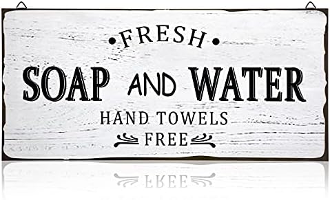 Jetec Farmhouse Bathroom Wood Sign with Hooks