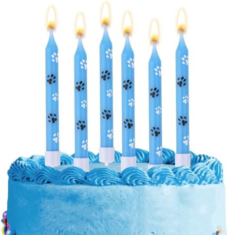 PEUTIER 12Pcs Paw Print Birthday Candles for Dogs and Cats