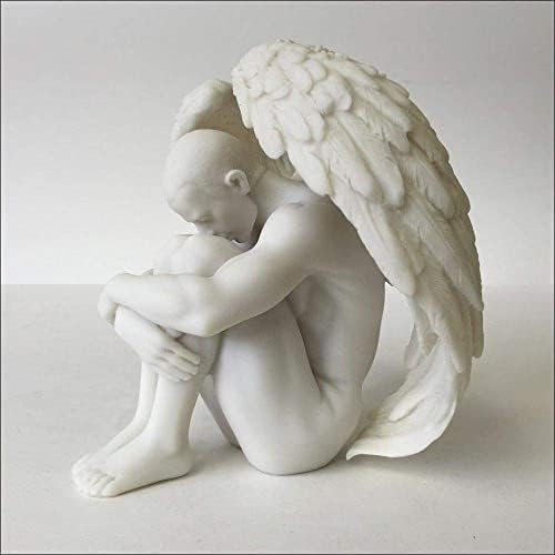 WU Male Nude Angel Holding Knees Sculpture 1