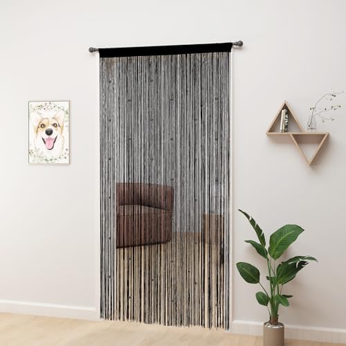 YIIBAII Beaded Curtains for Doorways - 39x110 Black
