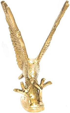 Brass Eagle Statue with Gold Finish 16 cm Decorative Figurine