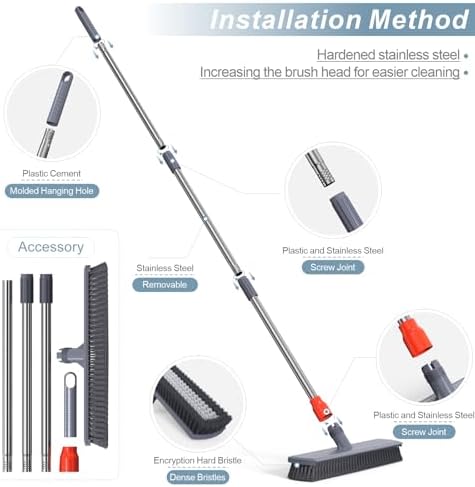 AILUROPODA Push Broom for Bathroom Kitchen and Outdoor Cleaning