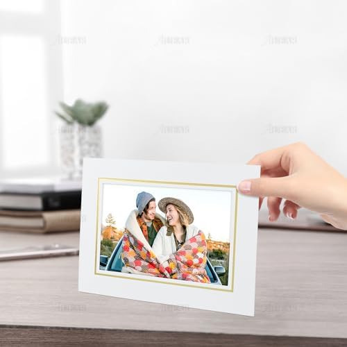 AUEAR 10 Pack 4x6 Photo Frames with Gold Lining and Stand