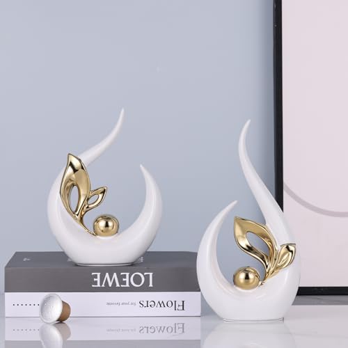 94 H White Gold Abstract Sculptures for Home Decor