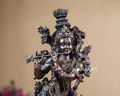 SHIVAJI ARTS Krishna Statue Standing 15Inch Bronze