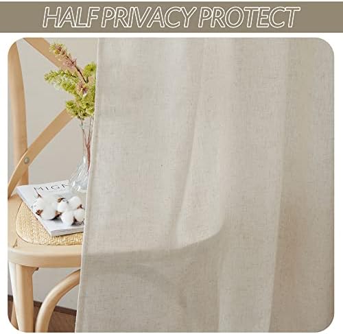 RYB HOME Sheer Linen Blend Curtains - 2 Pack