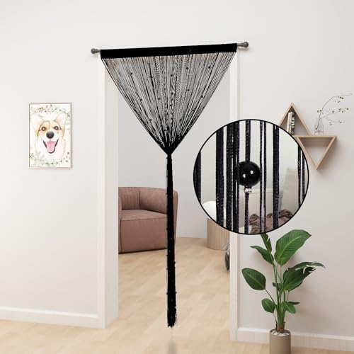 YIIBAII Beaded Curtains for Doorways - 39x110 Black