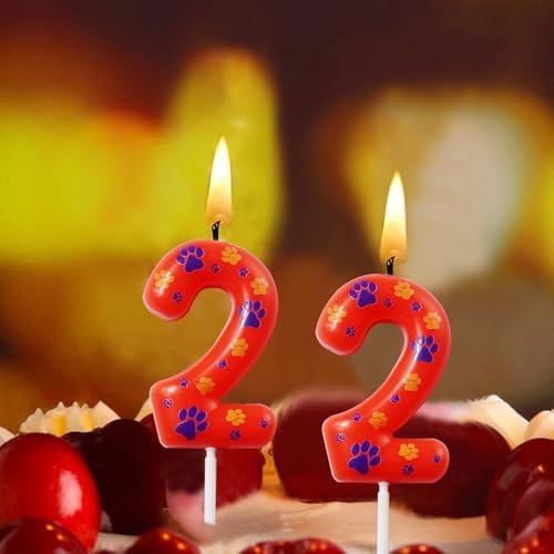 Kandelo Number Blue and Yellow Dog Paw Birthday Candles 1 Red