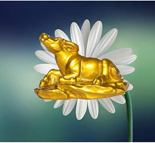 CIFIBIFUN Fengshui Resin Cow Statue Bull Figurine Golden Table Decor