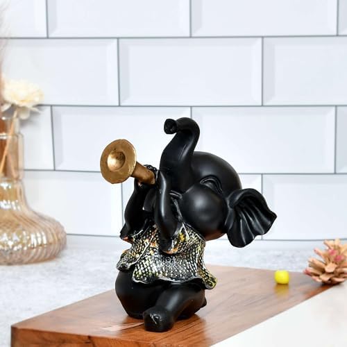 US Elephant Musical Instrument Sculpture Home Decor Showpiece