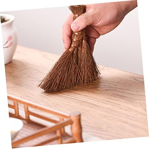 SAFIGLE Mini Brown Hand Broom - Compact Lightweight Soft Bristle Cleaning Tool