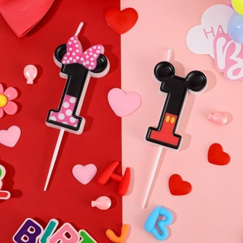 Red Number 1 Mouse Shape Birthday Candle