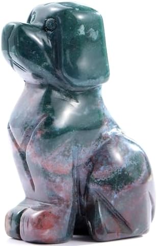 SMQ Ocean Jasper Crystal Dog Statue 2 Healing Figurine