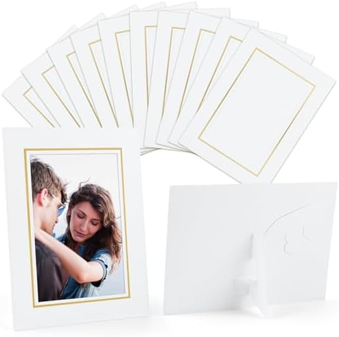 AUEAR 10 Pack 4x6 Photo Frames with Gold Lining and Stand