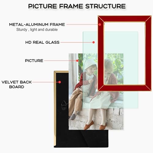 Frametory 4x6 Gold Metal Edge Enamel Frame Set of 2