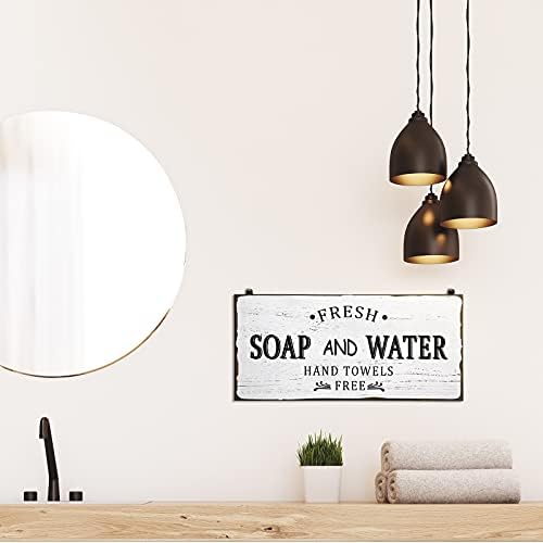 Jetec Farmhouse Bathroom Wood Sign with Hooks