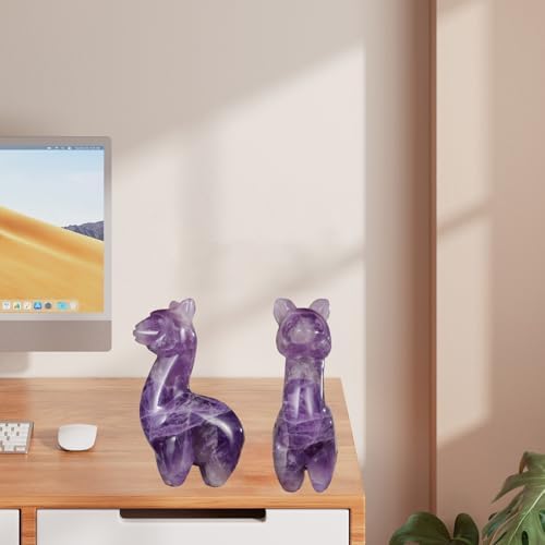 Amethyst Alpaca Crystal Statue - 2 Inch Cute Home Decor Figurine