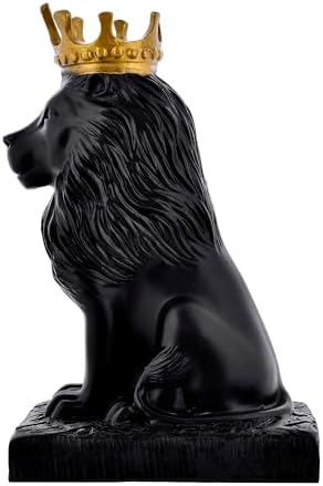 US Lion Statue with Crown Sculpture Showpiece Figurine