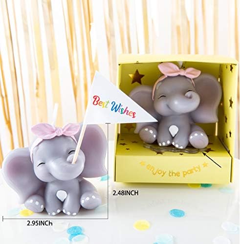 FLYPARTY Elephant Birthday Candles with Flag Decor
