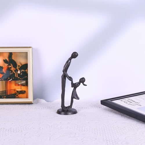 Father Daughter Figurine - Iron Dad and Daughter Sculpture