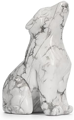 Artistone White Howlite Wolf Statue 20 Inch