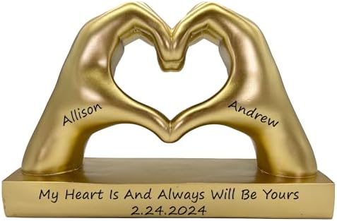 Gold Heart Shape Hand Statue Personalized for Girlfriend