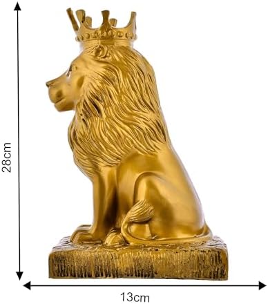 Generic ShubhEnterprisesUS Lion Statue with Crown Sculpture Showpiece