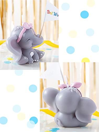 FLYPARTY Elephant Birthday Candles with Flag Decor