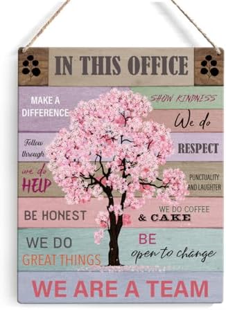 GUDIAO Office Quote Pink Tree Wall Decor Sign