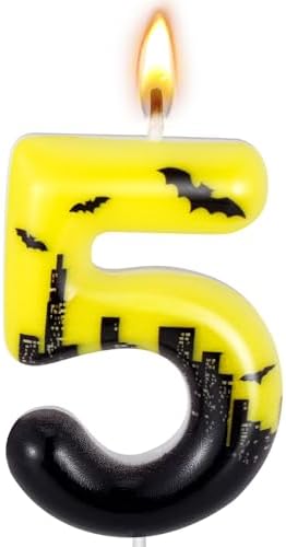 Bat Number 5 Birthday Candle Hero Themed Decor