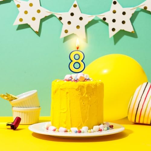 MTLEE Cartoon Yellow Blue Birthday Candles with Numbers