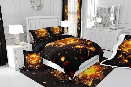 Jejeloiu Gold Romantic Rose Indoor Floor Mat 5x7