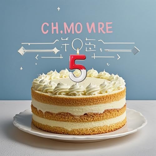 Cartoon Red White Birthday Candle - Anime Design 5 Number