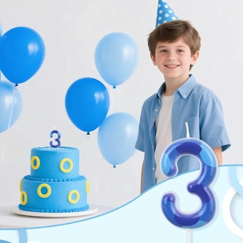 SAVITA Cartoon Blue Anime Space Number Candle for Kids Birthday