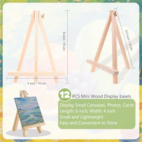 12 Pcs Mini Wood Easel Stands for Art and Displays