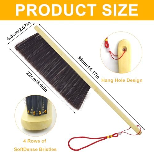 2 Piece Wooden Hand Broom with Soft Bristles for Home Cleaning 1