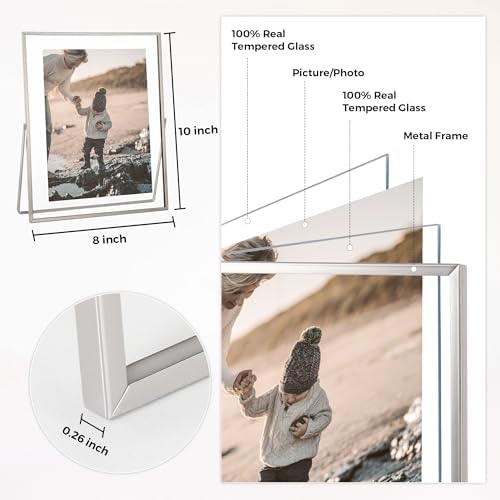 Venusmiles Floating Frame with Double Glass and Easel Stand