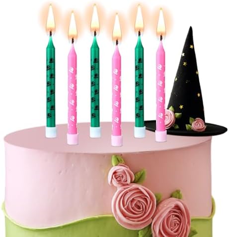 12 Pcs Pink Green Wizard Hat Birthday Candle Cake Topper