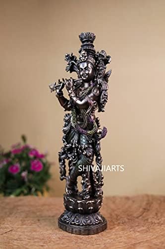 SHIVAJI ARTS Krishna Statue Standing 15Inch Bronze